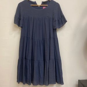 Navy blue knee-length dress